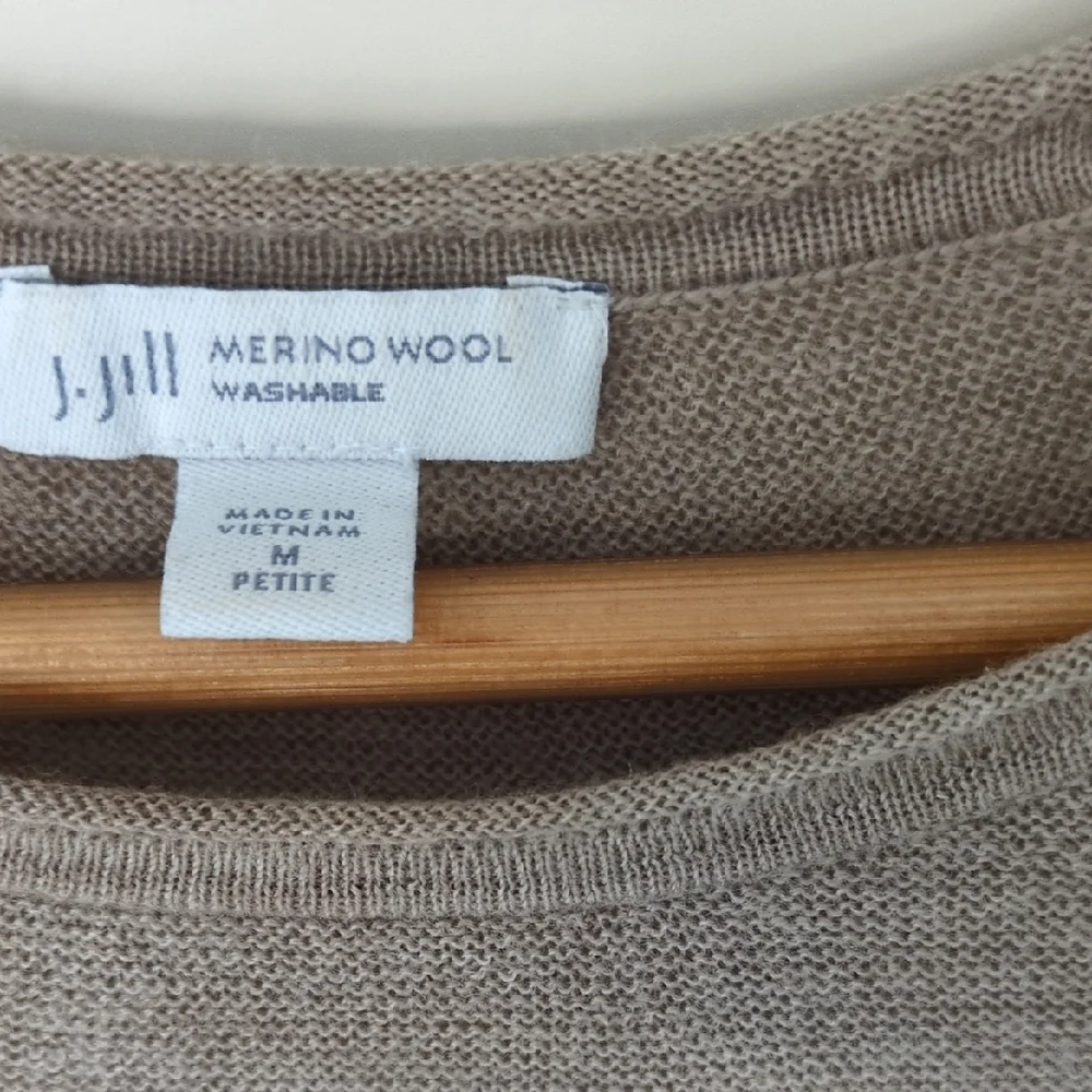 J. Jill Classic Brown Crew Neck Sweater Merino Wool - Picture 2 of 5